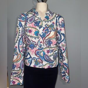Talbots Multicolor Paisley Button Down Shirt top woman’s size large